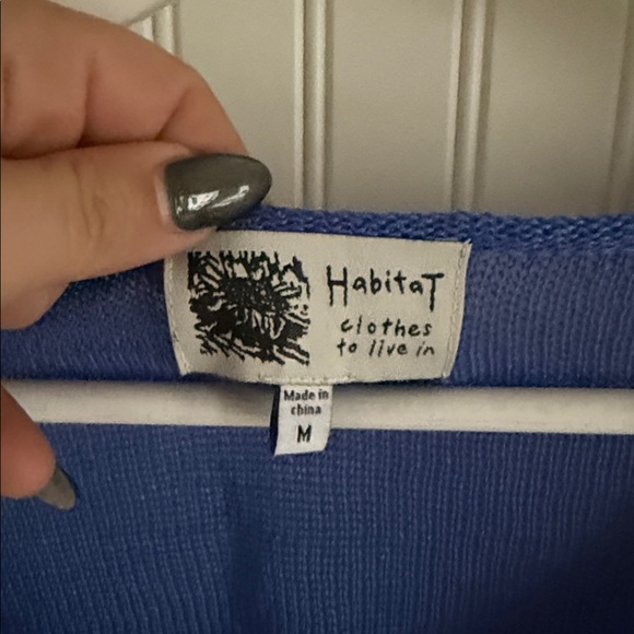 Habitat Blue Linen Cowl Neck Long Sleeve Top - Picture 3 of 6